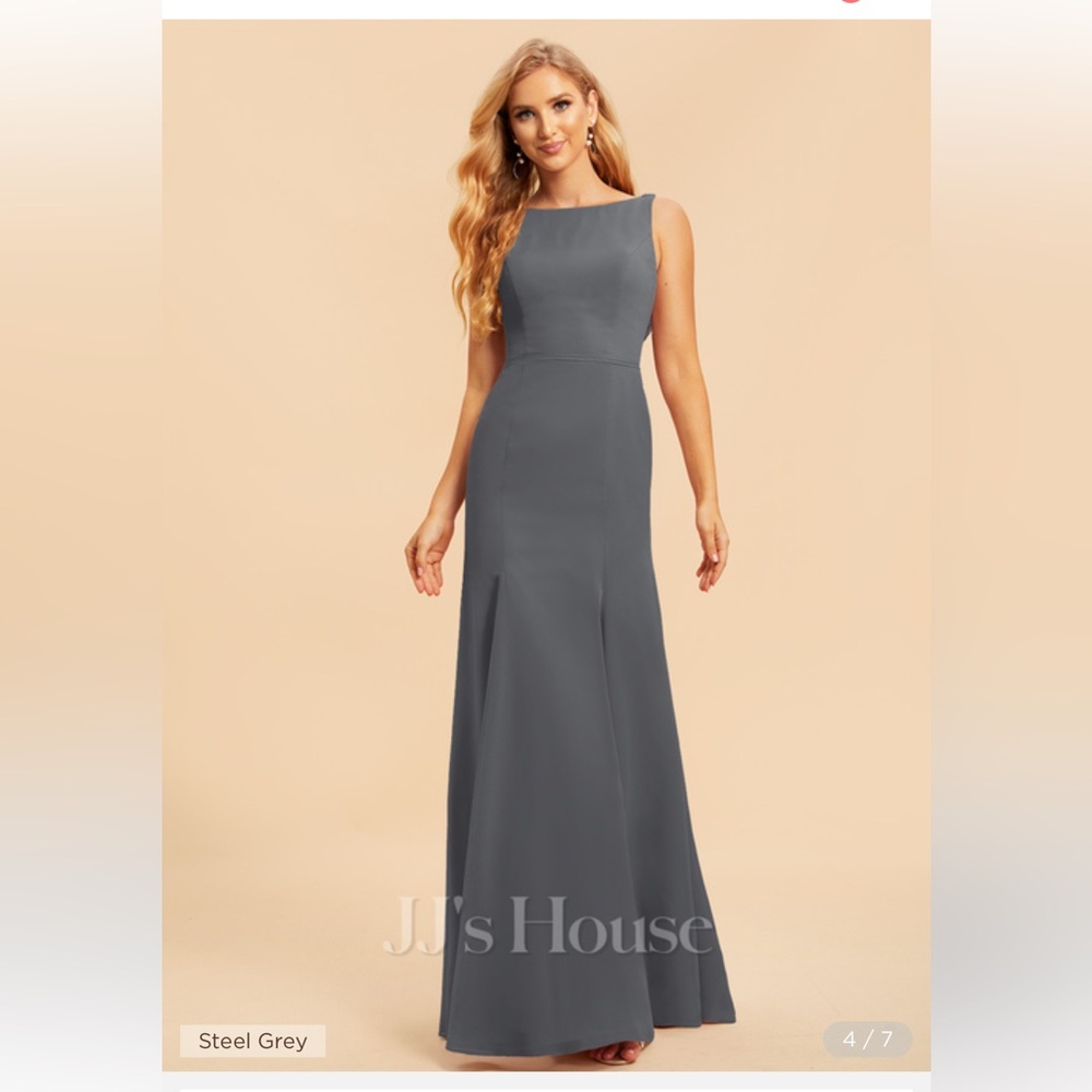Trumpet/Mermaid Boat Neck Floor-Length Lace Chiffon Bridesmaid Dress size US 14